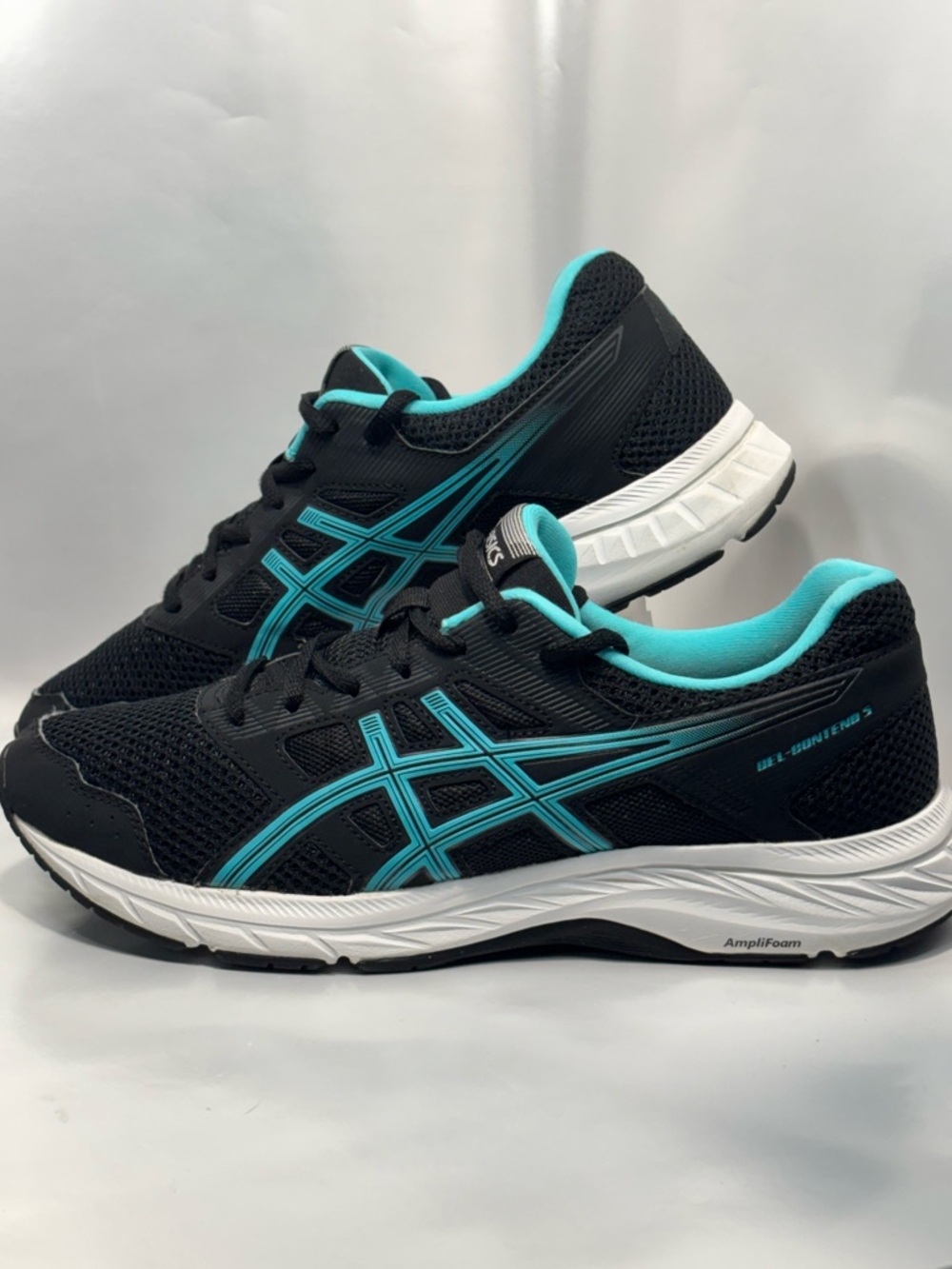 Asics Womens US Size 9.5 Gel Contend 5 1012A234 Black/Teal Running Shoes